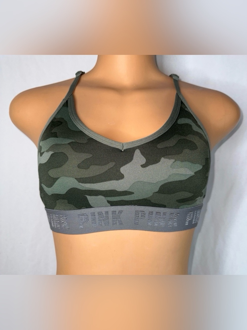 PINK Victoria's Secret Camo Wireless Bralette - Olive Camo